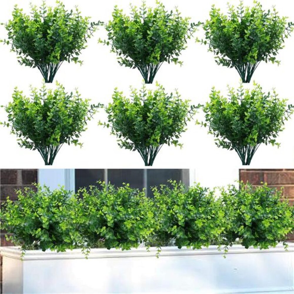 summer flower 10 Pack Artificial Boxwood Stems for Outdoors Unfading